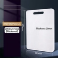 White food-grade PE plastic cutting board with solid thick design and oval handle - Widened Medium 370*280*20mm / White