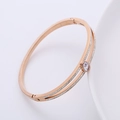 Bracciale in acciaio inossidabile oro rosa con doppi cristalli e pietra di zircone - Oro rosa