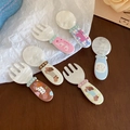 Niedliche Besteck-Haarklammern in Pastell mit Tierprints und kleinen Kristallen - Cartoon Besteck-Haarspangen 6-teiliges Set (3# Set-Weiß)