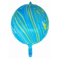 22-inch 4D round aluminum foil balloon with blue and yellow marble pattern for parties - Blue Agate Round Balloon