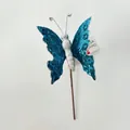 Single-layer Lake Blue Christmas glitter butterfly ornament with Casa Living tag - THF14 Single Layer Gold Foil / Lake Blue