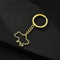 Detailed view of Ukraine map pendant keychain in golden titanium steel with chain - Map Outline / Gold