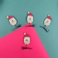 Mollette natalizie a forma di Babbo Natale con glitter rossi e barba dorata su molle - Fermaglio per Capelli Babbo Natale Oro Glitterato