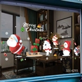 Adesivi natalizi per vetrine con Babbo Natale e pupazzo di neve per negozi festivi - 6293-Famiglia Natalizia Cartone Animato Set
