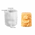 3D honey bear silicone mold for DIY candles showing the white mold and yellow wax finish - Cylindrical Honey Bear / White
