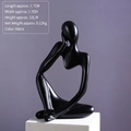 Minimalist black abstract resin human sculpture with smooth lines, size 7.7x5.7x13cm - Black Right Revery