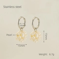 Boucles d'oreilles créoles en acier plaqué or 18K avec pendentif perle élégant - Style Pendentif en Grappe de Perles (1000 Couleur Acier) / Acier