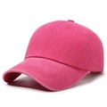 Vintage magenta washed cotton baseball cap with distressed texture and curved brim - Adjustable / Rose Red