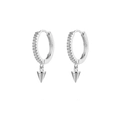 Silver hoop earrings with zircon pavé and smooth cone-shaped metal pendants - Silver Cone