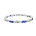 Elegant s925 silver bracelet with alternating blue and white zircon stones in X-link style - 4mm Blue-white Zirconium Platinum 16.5cm Approx. 12.49g