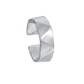 Polished silver ear cuff with geometric faceted design for women in stainless steel - Adjustable Open / Silver