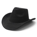 Close-up of black suede fedora hat with a sturdy rolled brim and stylish concave top - Black