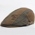 Men's vintage distressed camouflage ivy cap with letter A embroidery in brown and green - 55-59cm (Adjustable) / Army Green