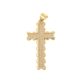 Macro shot of gold cross pendant featuring sparkling micro-pave cubic zirconia stones - D165A