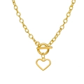 Detail of gold toggle clasp chain necklace with hollow heart pendant for women - Gold Hollow Heart OT Buckle Necklace