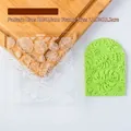 Tropical monstera leaf acrylic mold for fondant decoration with green clay sample - Leaf H Pattern Stamp