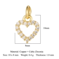 Goldener Herzanhänger mit Zirkonia-Inlay, 10x8mm Schmuckzubehör für DIY-Anhänger - Herz-Stil (VB702-2) / Gold