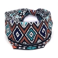 Bohemian paisley stretch cotton headband with orange and teal geometric diamond pattern - 14-Ethnic Diamond