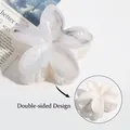 Elegant white marble flower hair claw clip with a unique double-sided 3D floral design - Two-tone Grey Flower