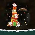 Christmas window sticker with gift tower and Santa, overall size approx 72x77cm - XL6120 Gift Box Stack