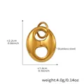 Detail of 18k gold plated stainless steel bracelet with pig nose link and dimensions - Pig Nose Pendant / Gold