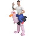 Funny adult inflatable ostrich rider costume in pink and blue for party cosplay - Riding An Ostrich / One Size