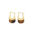 Pendientes vintage franceses con ganchos dorados y colgantes redondos con textura de mármol - Pendientes Color Ámbar