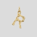 Pendentif lettre R minimaliste en acier 316L avec un design de texture bambou doré - Or-R