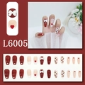 Faux ongles d'été avec motifs cerises, nœuds 3D et cœurs rouges, ensemble de 24 pièces - Style Colle (L6005)