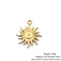 Golden sun pendant made of 316L stainless steel, 23mm size, weight 1.84g - Sun