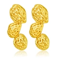 Modern gold-tone drop earrings with hammered lava texture in triple oval tiers - Lava Multi-segment Oval