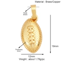 Pendentifs football américain en laiton doré avec dimensions et spécifications de poids - Ballon de rugby