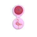 Pink folding hairbrush with flamingo glitter handle decoration on a white background - Pink Flamingo Patch