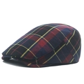 British style flat cap featuring a classic navy and red plaid tartan pattern for men - Blue Plaid
