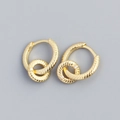Twisted gold hoop earrings with interlocking diamond accents and vintage texture - 925 Silver / Gold