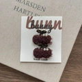 Brown plush cherry hair clips with small pearls and bows on a white bunny card - Dark Coffee Cherry Hair Clip