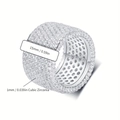 Detailed view of 15mm wide Cuban ring with cubic zirconia micro-pave and honeycomb interior - US 6 / Silver 15mm Luxury Full Pave (ARS105658WK)