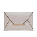 Weiße funkelnde Umschlag-Clutch mit Goldrand und schimmerndem Strass-Finish für Damen - Weiß