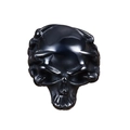 Gothic punk polished black skull ring with detailed engravings in glossy finish - US 7 / Black
