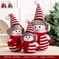 Three Christmas snowman plush dolls in red and white stripes, set of small, medium and large - Red Striped Ear Muff Family of Three