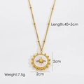 Detailed specs of gold stainless steel necklace with starburst shell pendant measuring 2cm - White Shell Star