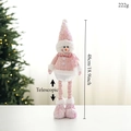 Pink telescopic Christmas snowman doll with sequins and plaid outfit 18.9 inch height - Pink Telescopic Snowman
