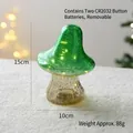Green mushroom glass LED night light with gold crackle base for Christmas decor 15cm - Mushroom / Green