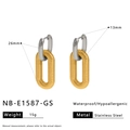 Detail view of gold and silver stainless steel earrings with 26mm length and waterproof features - Gold and Silver / Gold & Silver - Gold Stud Silver Loop (NB-E1587-GS)