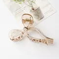 Elegant amber resin bow hair claw clip with metallic spring for thick hair styling - Light Coffee