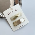 Ensemble de pinces à cheveux dorées avec nœud et tissu pour enfants sur carte - Noeud + Rectangle / Doré
