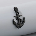 Detailed macro view of a black anchor pendant with nautical rope design and metallic finish - Black Color Anchor Pendant (KP130543-HR)