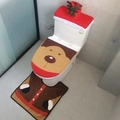 Christmas reindeer toilet seat cover set with matching rug for bathroom holiday decor - Elk