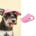 Pink breathable mesh pet sun hat with ear holes and adjustable drawstring for dogs - Pink Mesh