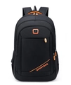 Sporty black travel backpack with vibrant orange accents and multi-zipper storage pockets - 8713 Orange